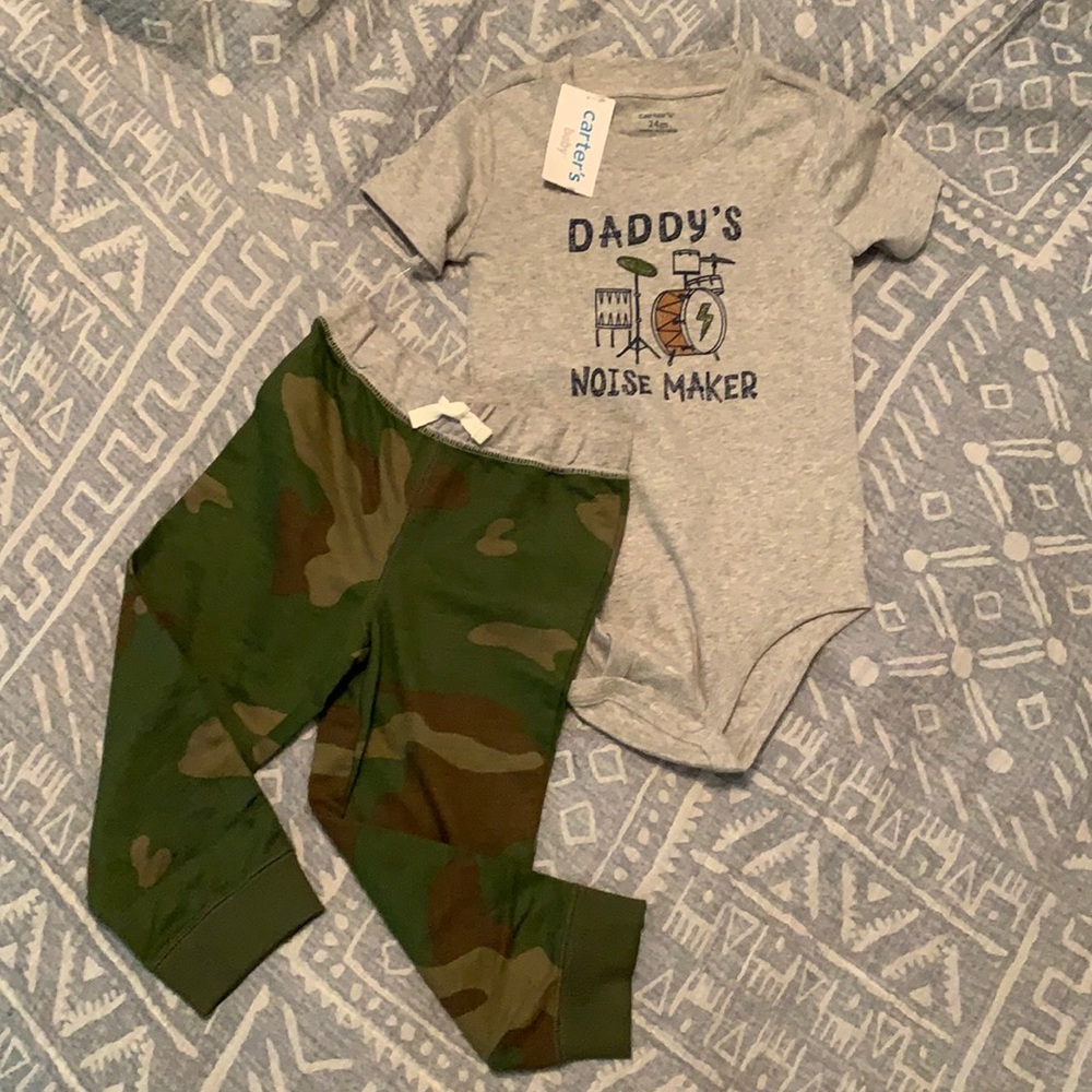 Carter’s Music and Camo Two Piece Outfit 24mos